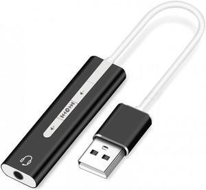 2-in-1 USB External Sound Card 3.5mm USB Audio Interface Microphone Headphone Adapter for PC Laptop - Black