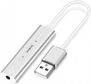 2-in-1 USB External Sound Card 3.5mm USB Audio Interface Microphone Headphone Adapter for PC Laptop - Silver