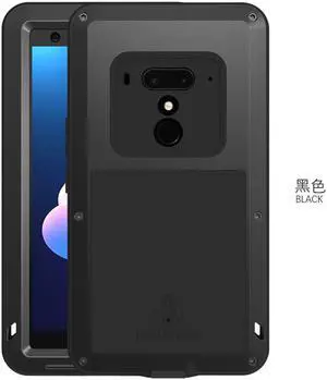 Love Mei Armor Metal Case For HTC U12+ Cover Powerful Aluminum Shockproof Life Waterproof Case For HTC U12+ (Black)