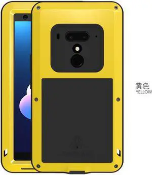 Love Mei Armor Metal Case For HTC U12+ Cover Powerful Aluminum Shockproof Life Waterproof Case For HTC U12+ (Yellow)