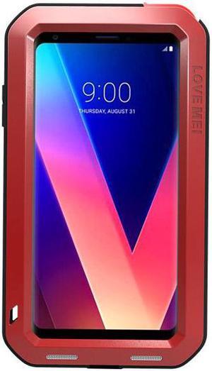 Love Mei Armor Metal Case For LG V30 Plus Cover Powerful Aluminum Shockproof Life Waterproof Case For LG V30 Plus Case (Red)
