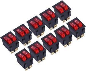 ELECALL 15A250V 20A125V KCD8-212N Red Button Rocker Switch 6 Pin Rocker Power Switch Double Rocker Switch 10pcs/lot