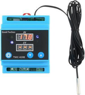 AC 100-240V Waterproof Probe Digital Temperature Controller Guide Rail One Way Thermostat Thermoregulator Temperature Instruments with Alarm Funcith Alarm Func