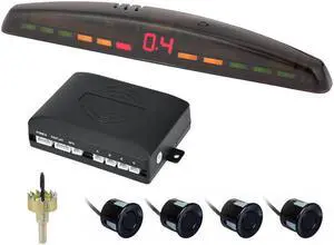 Car Front Radar System LED Display Parking Assist System with 4 Sensors - Black