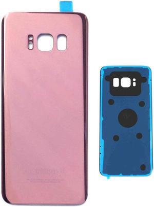 Back Battery Cover Door Rear Glass Housing Case with Adhesive For S8 Battery Cover Replacement (Pink)