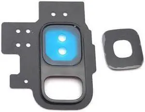 Back Main Camera Glass Lens Cover With Frame Holder For Samsung Galaxy S9 Replacement Parts (Black)