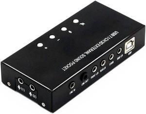 USB Sound Card External Stereo 7.1 Channel 3D 3.5mm Aux Out Plug and Play for Windows 8 7 XP Vista Black