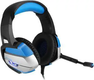 DPRUI New Earphone For PS4 Bass Cuffie Gaming per PC Computer Adapter Need Headset With Microphone LED Lights Gaming Headphones (Blue)