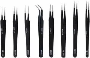 8pcs/lot BGA Precision ESD Tweezers Set Stainless Steel anti-static Tweezers Repair Tool Soldering Station Welding Assist