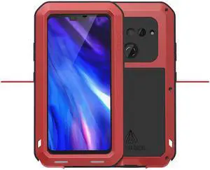 Love Mei Powerful Case For LG V40 Premium Waterproof Shockproof Aluminum Case Cover for LG V40 (Red)