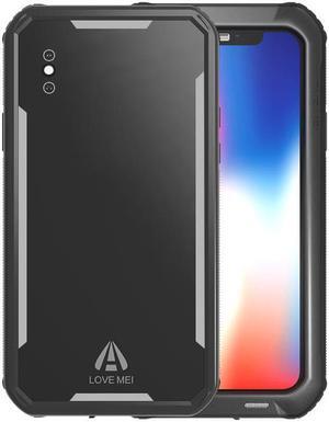 LOVE MEI IP68 Underwater Waterproof case for iPhone X 5.8inch Water proof impermeable Shockproof Cover PC + TPU Case Pouch Shell (Black)