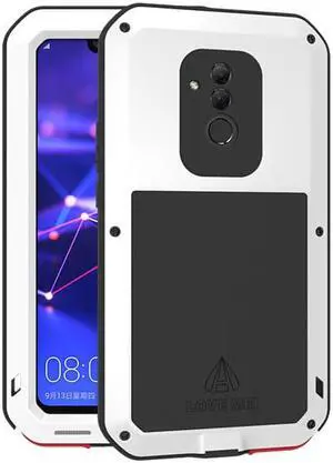Love Mei Powerful Case For Mate20 Lite Premium Waterproof Shockproof Aluminum Case Cover for HUAWEI Mate20 Lite (White)