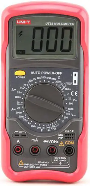 UNI-T UT55 Digital Multimeter DC AC Volt Amp Ohm Capacitance Hz Temp Tester - RED