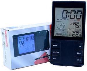 OUTEST Digital Temperature Humidity clock Weather forecast station meter with weather station barometer Alarm clock CX-505 (White)