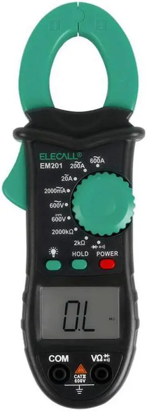ELECALL EM201 2000 Count AC/DC Voltage AC Current Digital Clamp Meter With Resistance 28mm Jaw Capacity LED Display