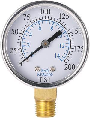 TS-50-14 0-200psi/0-14bar 1/4'' NPT Dial Display Pressure Gauge Measuring Manometer