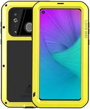 Love Mei Aluminum Metal Armor For Samsung Galaxy A8s Shockproof Dirtproof Full Body Heavy Duty Case For Samsung Galaxy A8s Cover (Yellow)