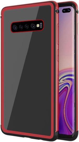 Silicone Case Soft Bumper PC Hybrid Shockproof Shadow Series Case for Samsung Galaxy S10 Plus (Red)