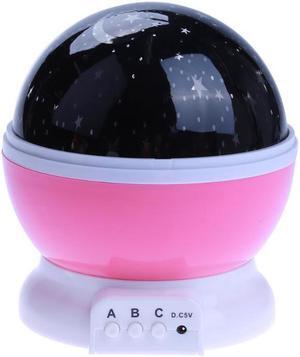 Stars Starry Sky LED Light Projector Moon Lamp Battery USB Bedroom Projection Kids Children's Night Lamp Gift - Pink