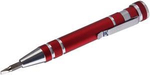 Portable Screwdriver Set 8 in 1 Aluminum Multi-Tool Phone Screw Driver Pen Set Tools Precision Phone Repair Tool Kit - Red