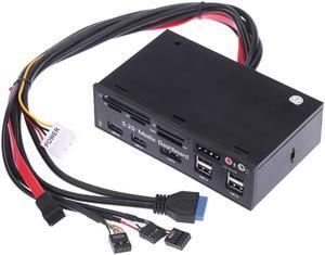5.25"All-in-One Media Dashboard Multi-Function Front Panel Card Reader USB 2.0 and USB 3.0 ESATA Black Color