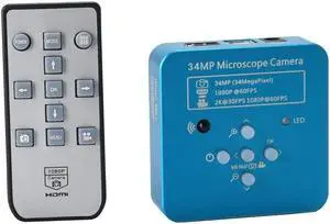 34MP Full HD Industrial Electronic Digital Video Microscope Camera for Phone CPU PCB Repairing with Remote Control - Blue