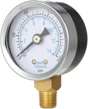 0-200psi 0-14bar Mini Pressure Gauge Dial Air Compressor Meter Hydraulics Pressure Tester Double Scale Measurer Side Mount