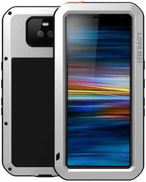 Love Mei Aluminum Metal Armor For Sony Xperia 10 Shockproof Dirtproof Full Body Heavy Duty Case For Sony Xperia 10 Cover (Silver)
