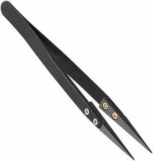 Stainless Steel Ceramic Tweezers Heat Resistant Non Conductive Ceramic Pointed Tip Forceps DIY Tools Hand Tool - Black