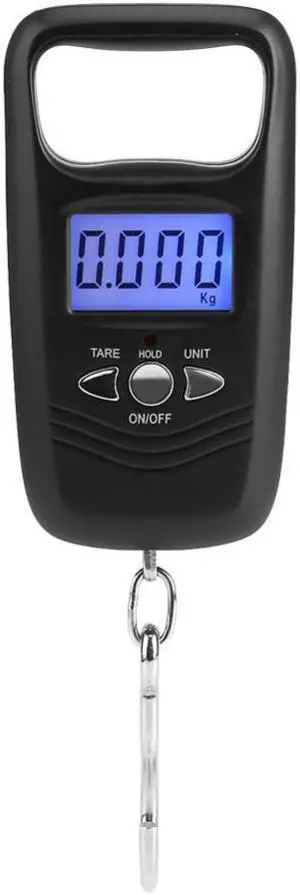 WH-A17L 50KG Digital Hanging Scale Double Accuracy Portable Electronic Pocket Scale Hanging Luggage Weighing Steelyard Scale - Black