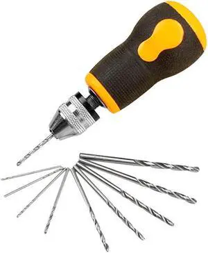 Mini Size Portable Small Hand Drill with 10pcs Twist Drill Bits Set Hand Tools