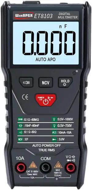 Winapex Et8103 Digital Multimeter Tester 3 5/6 Mini Multimeter Ac Dc 6000 True Rms Digital Voltmeter 1000V 10A Pocket Multime