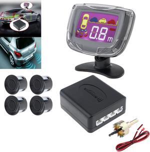 Waterproof Intelligent Parking Assistance System with 4 Parking Sensors and LCD Display Monitor - Black