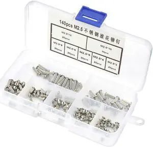 140pcs M2.5 Stainless Steel Rivets Round Head Knurled Shank Solid Rivets Assortment Set Hardware Tools