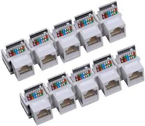 10pcs Tool-free CAT5E UTP Network Module RJ45 Connector Information Socket Computer Outlet Cable Adapter Keystone Jack FOR AMP