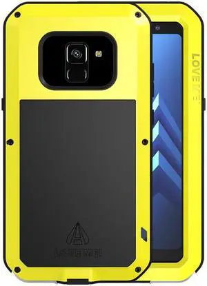 LOVE MEI Aluminum Metal Case For Samsung Galaxy A8 Plus Cover Powerful Armor Shockproof Life Waterproof Case For Samsung Galaxy A8 Plus (Yellow)