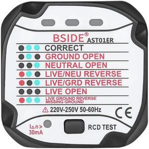 BSIDE AST01ER Socket Tester Outlet Tester Automatic Electric Circuit Polarity Voltage Detector Wall Plug Breaker Finder