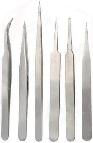 WLXY WL-15B Multi-Functional Stainless Steel 6-in-1 Repair Tweezers Set - Silver