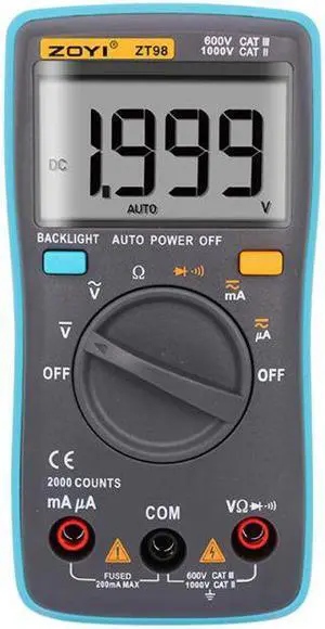 ZOYI ZT98 Digital Multimeter 2000 counts Backlight AC/DC Ammeter Voltmeter Ohm Portable Meter multimetro