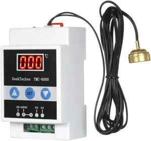 GeekTeches TMC-6000 110-240V Guide Rail Digital Temperature Controller Thermostat Refrigeration Heating Temperature Control Magnet Probe