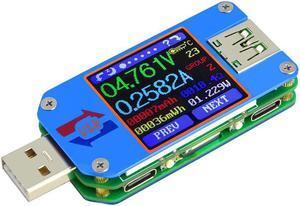 RD UM25/C USB 2.0 Type- C Color LCD Display Tester Digital Voltmeter Ammeter Usb Tester Current Voltage Meter Battery Charge Cable Impedance Resistance Measure Communication Version