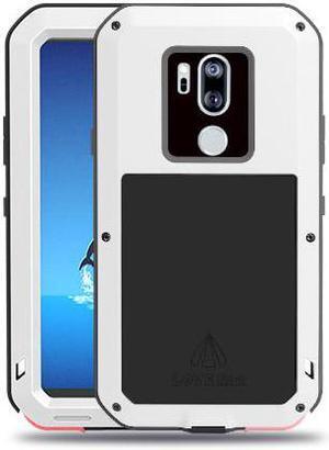 LOVE MEI Aluminum Metal Case For LG G7 Cover Powerful Armor Shockproof Life Waterproof Case For LG G7 (White)