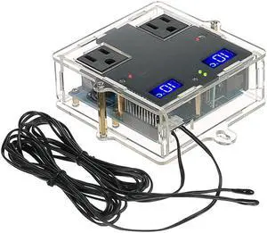 GeekTeches High Precision LED Digital Temperature Controller Thermostat for Aquaculture with Case and Dual Channel Control / Waterproof Sensor Probe