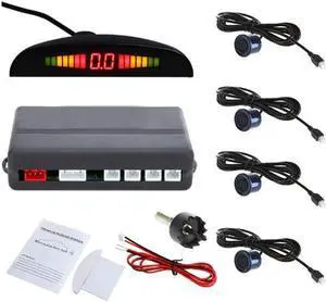 Auto Parktronic LED Display Reverse Backup Car Parking Radar Monitor Detector System with 4 Car Parking Sensors - Deep Blue