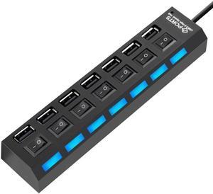 Micro USB Hub 2.0 7Port Hub USB With ON/OFF Switch USB Splitter Adapter High Speed Peripheral Accessorie For Tablet Laptop