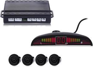 Buzzing Sound Car Parking Sensor Auto LED Parktronic with 4 Sensors Reverse Backup Parking Radar Monitor Detector System - Black