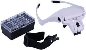 Headband 2 LED Magnifier 1x 1.5x 2x 2.5x 3.5x Lens Interchangeable Head Eye Magnifying Glasses With Lamp