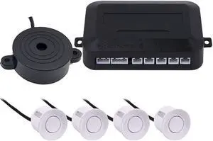 Parking Sensor Car Auto Parktronic With 4 Sensors Reverse Backup Car Parking Radar Monitor Detector System Backlight Display - White