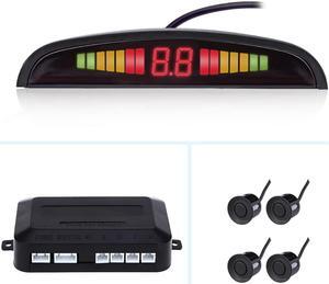 Car Auto Parktronic LED Parking Sensor with 4 Parking Sensors Backup Reverse Radar System Buzzing Sound Warning Alarm Kit