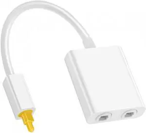 1 to 2 Toslink Fiber Digital Optical Audio Splitter Adapter - White